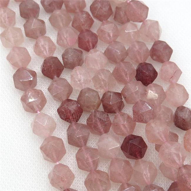 Strawberry Quartz Beads, faceted round, starcut