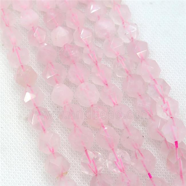 Rose Quartz Beads, faceted round, starcut