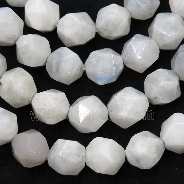 white Moonstone Beads, faceted round, starcut