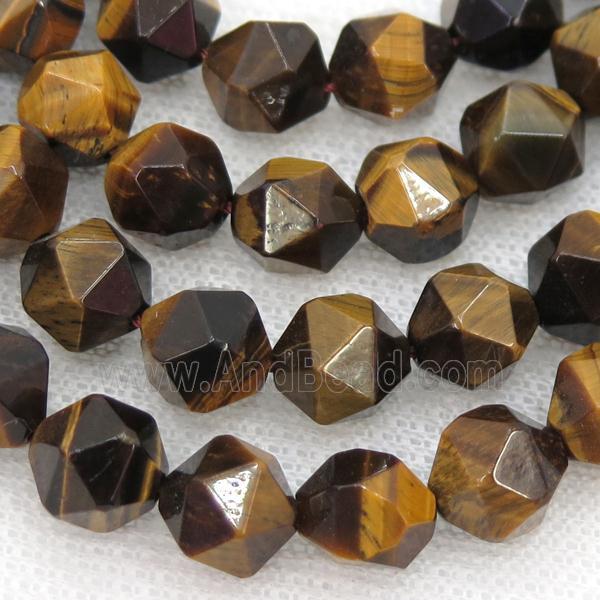 Tiger eye stone Beads, faceted round, starcut