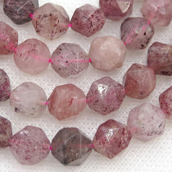 Strawberry Quartz Beads, faceted round, starcut