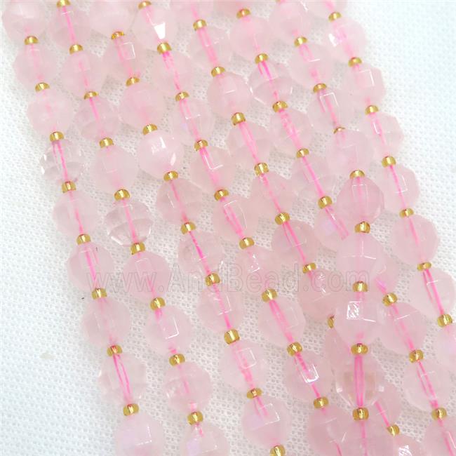 Rose Quartz beads, faceted bullet