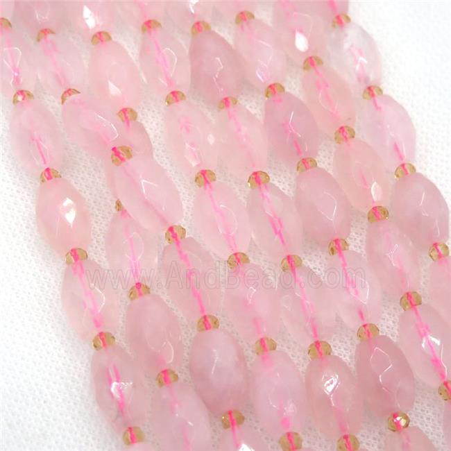 Rose Quartz Beads, faceted rice