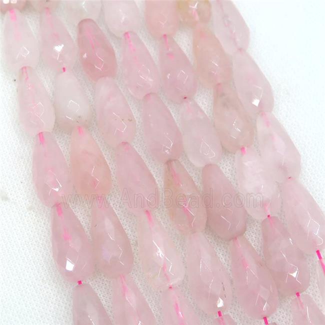 Rose Quartz Beads, faceted teardrop