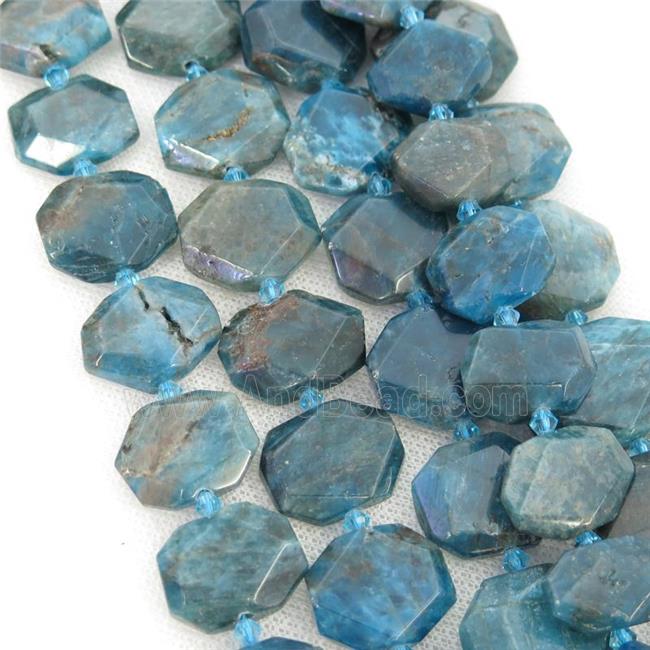 blue Apatite Beads, faceted rectangle