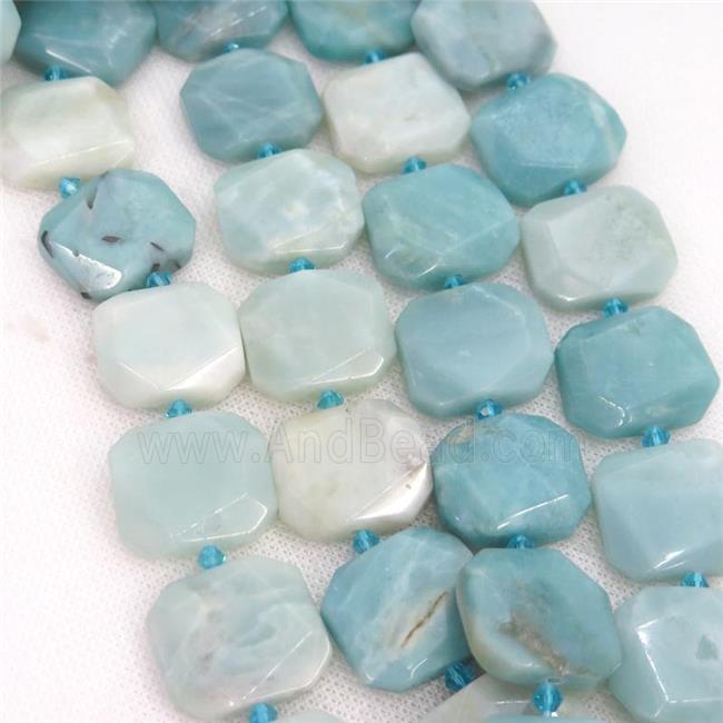 blue Amazonite Beads, faceted rectangle