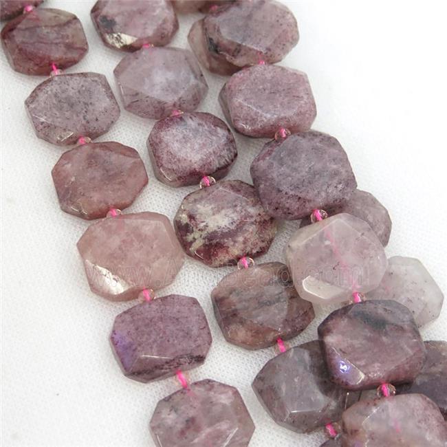 Strawberry Quartz Beads, faceted rectangle