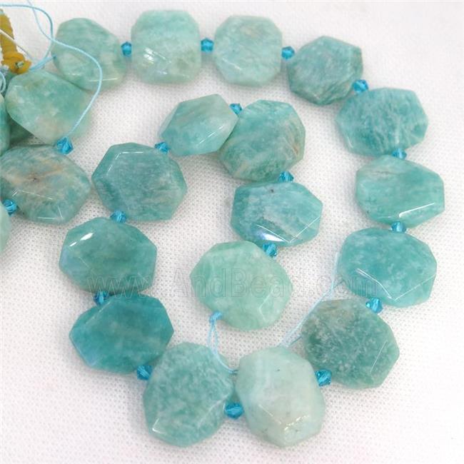 green Amazonite Beads, faceted rectangle