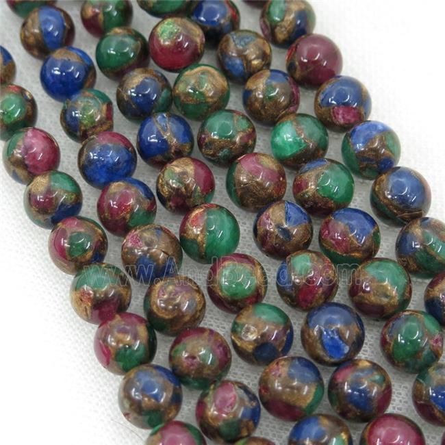 Assembled Gemstone Beads, round, multicolor