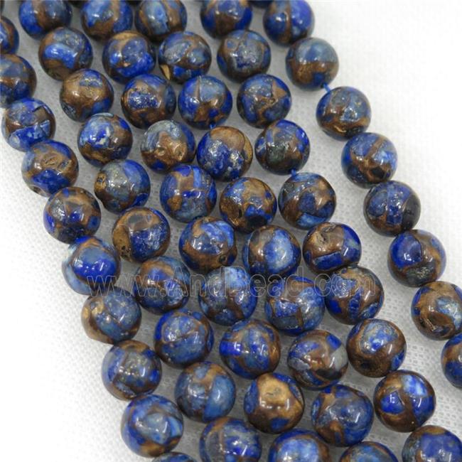 Assembled Lapis Beads, blue, round
