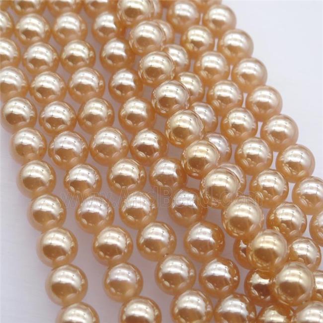 round white Agate Beads with champagne electroplated