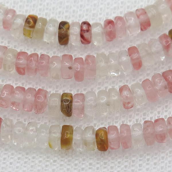 watermelon quartz heishi beads, tigerskin