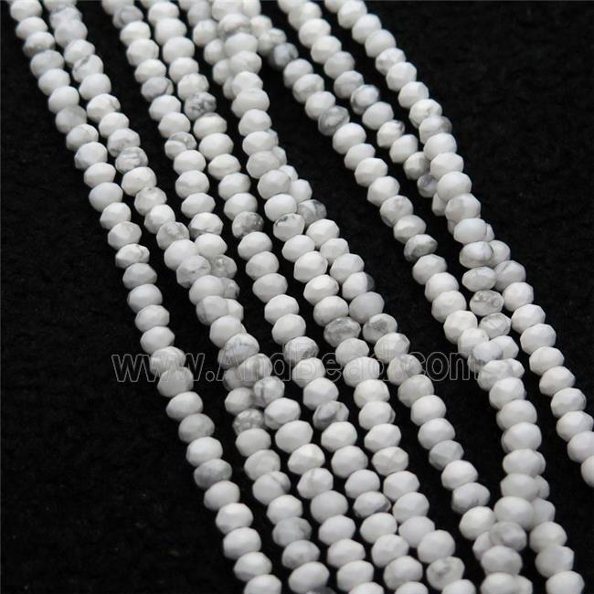 white howlite turquoise beads, faceted rondelle