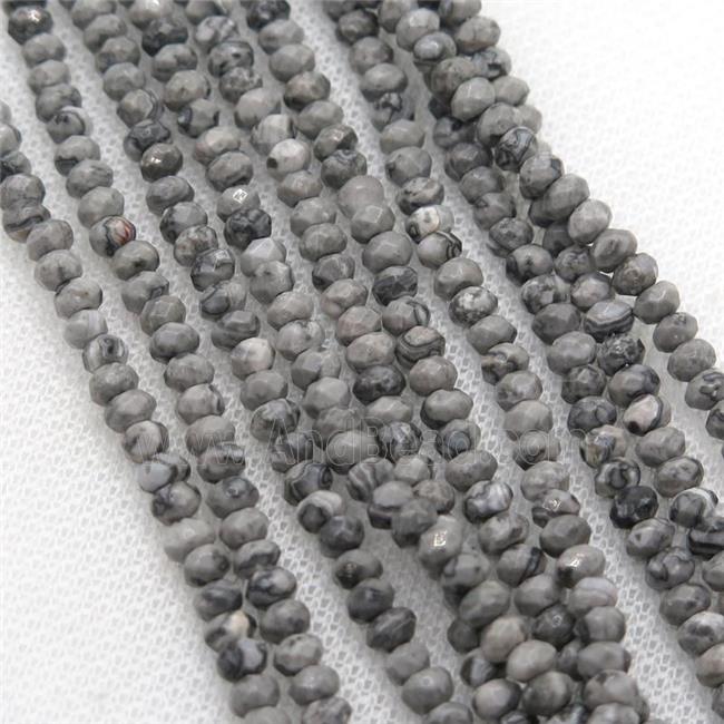 Gray Map Jasper Beads Faceted Rondelle