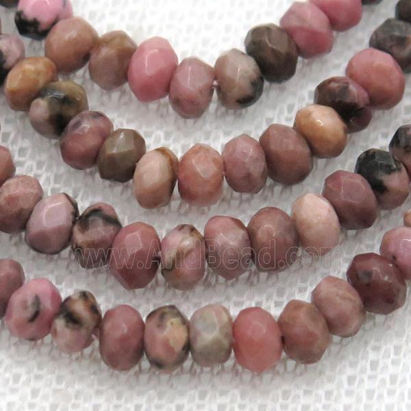 Rhodonite Beads, faceted rondelle