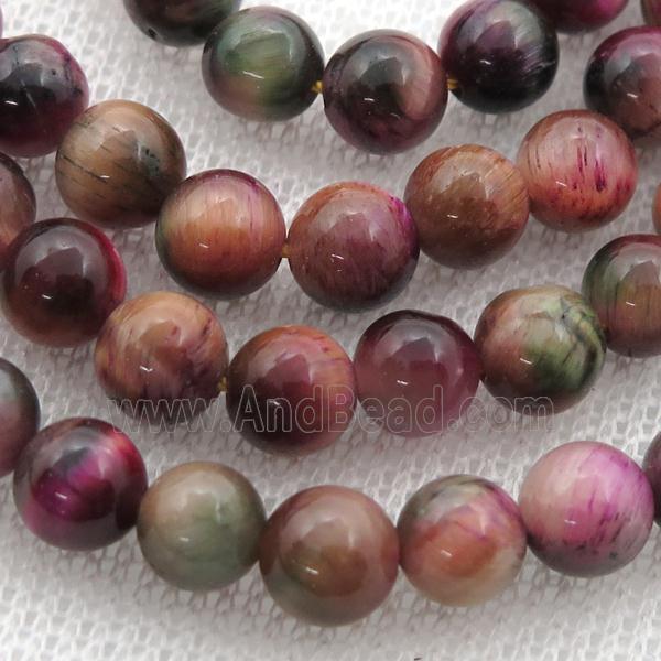 peach Tiger eye stone beads, round