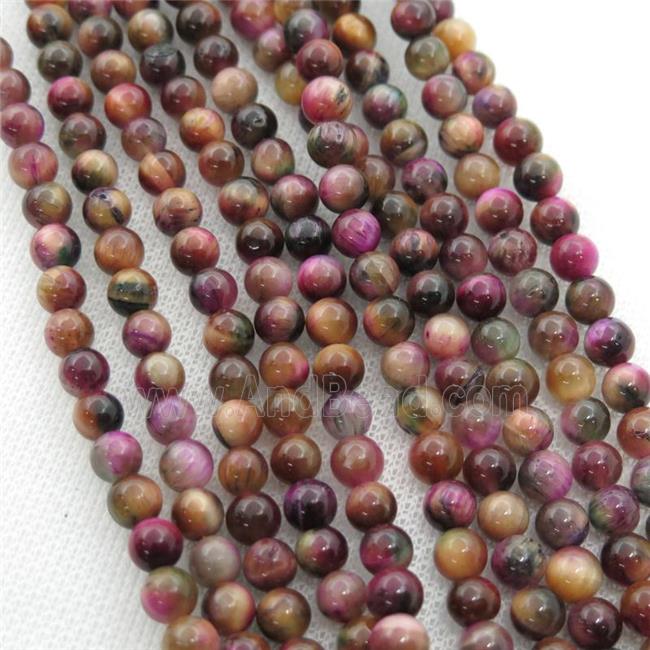 peach Tiger eye stone beads, round