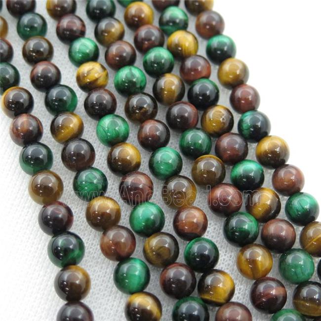 multicolor Tiger eye stone beads, round