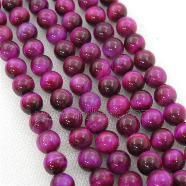 hotpink Tiger eye stone beads, round