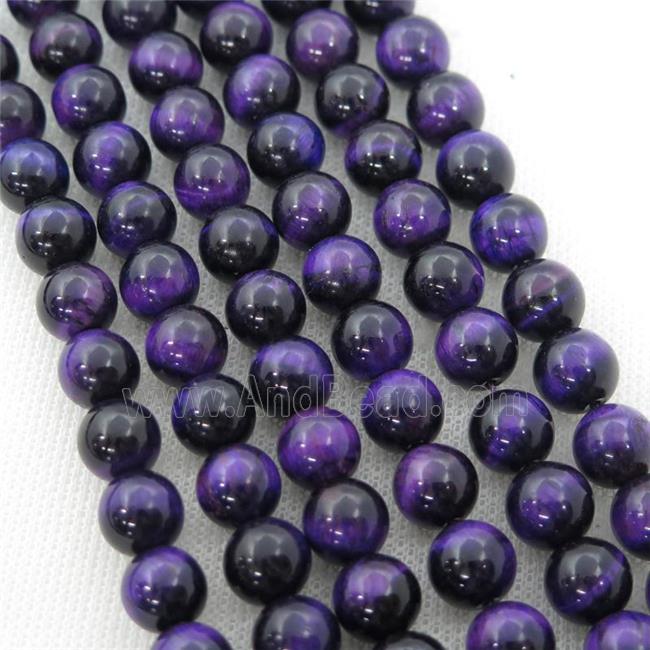 purple Tiger eye stone beads, round