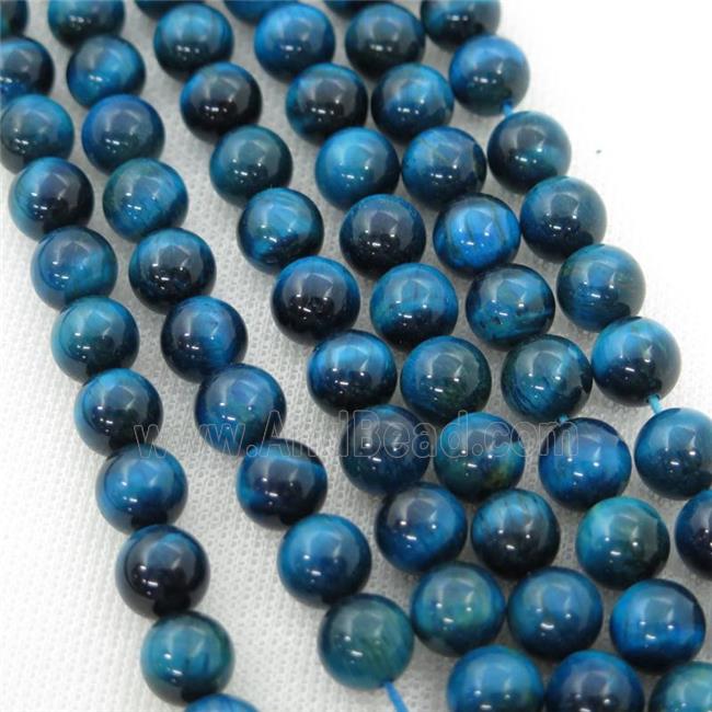 blue Tiger eye stone beads, round