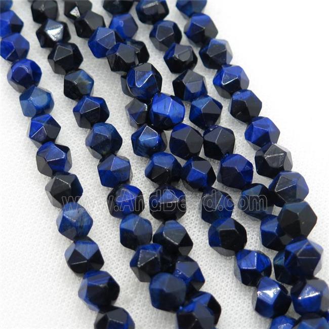 blue Tiger eye stone beads, faceted round