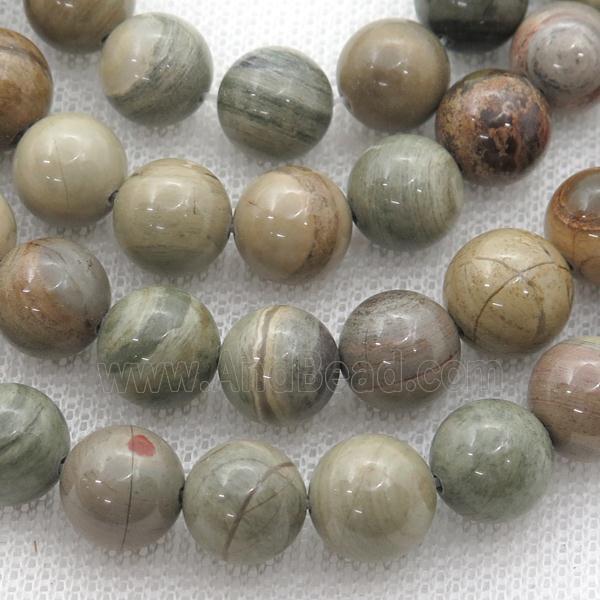new Silver Leaf Jasper beads, round