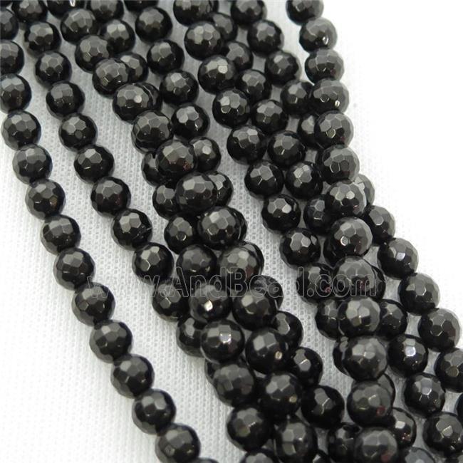 black Coal Crystal Beads, faceted round