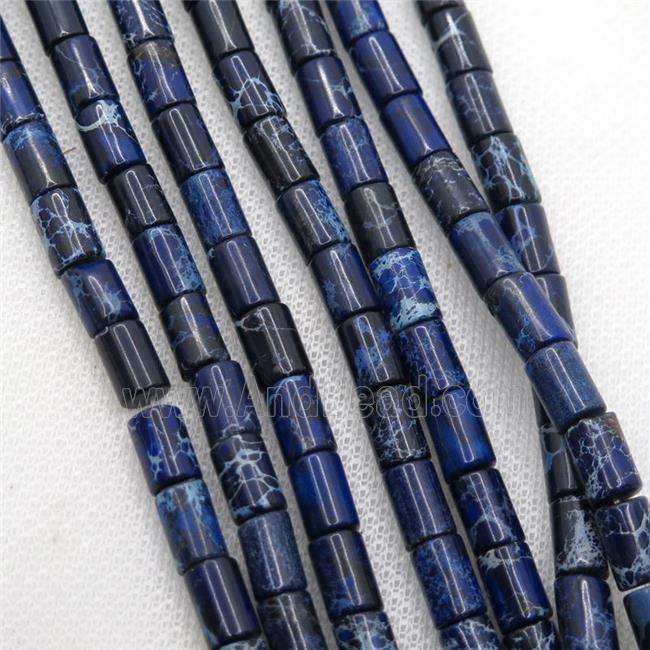 royal blue Imperial Jasper tube beads