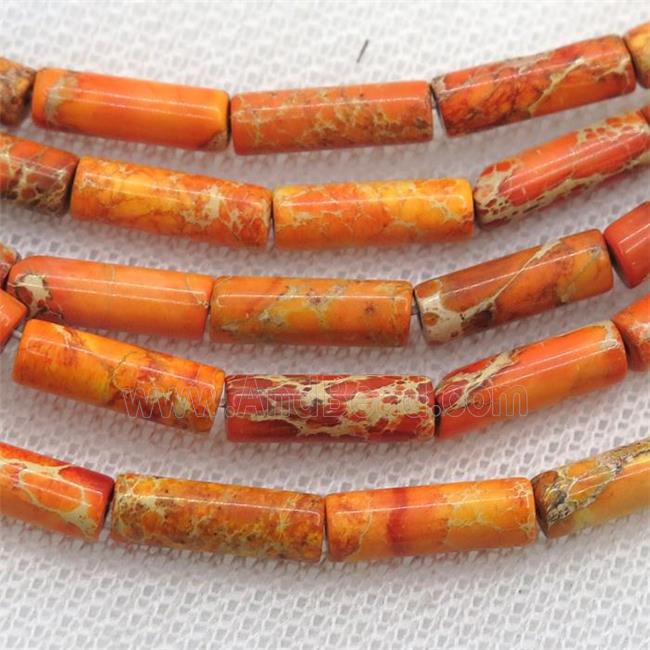 orange Imperial Jasper tube beads