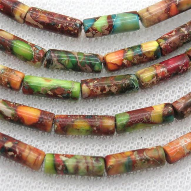 Imperial Jasper tube beads, multicolor
