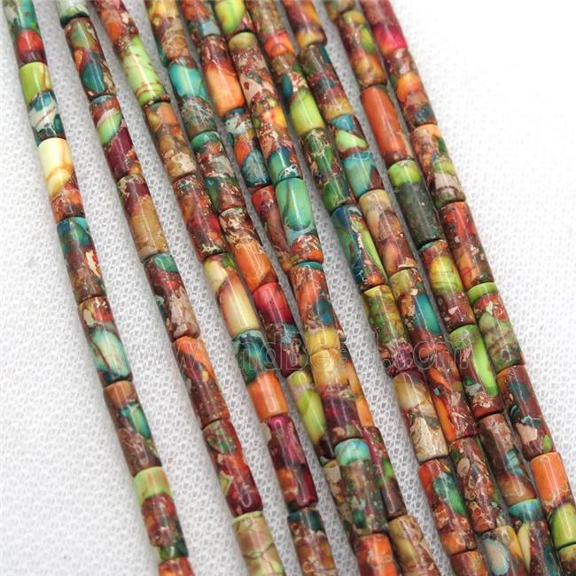 Imperial Jasper tube beads, multicolor