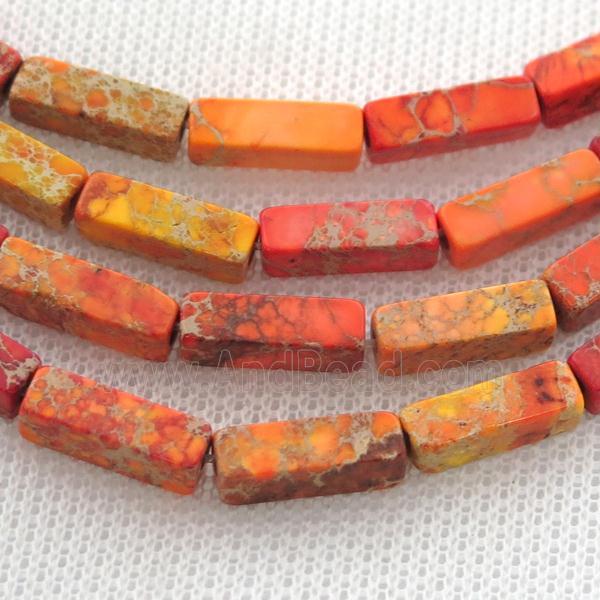 orange Imperial Jasper cuboid beads