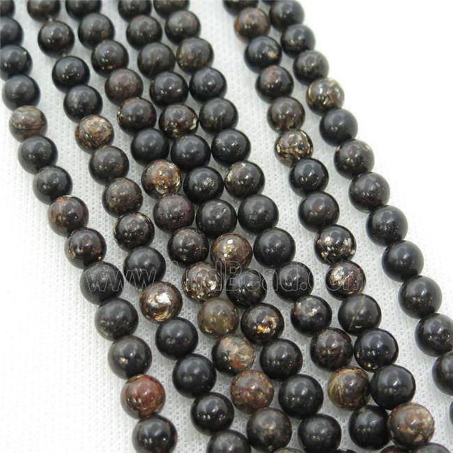black Biotite Beads, round