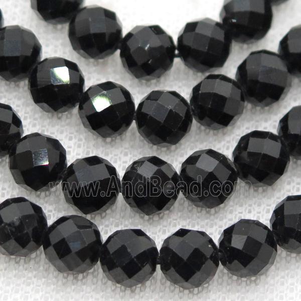 black Tourmaline Beads, faceted round