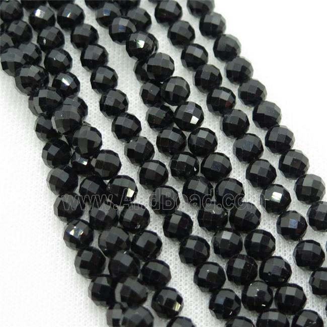 black Tourmaline Beads, faceted round