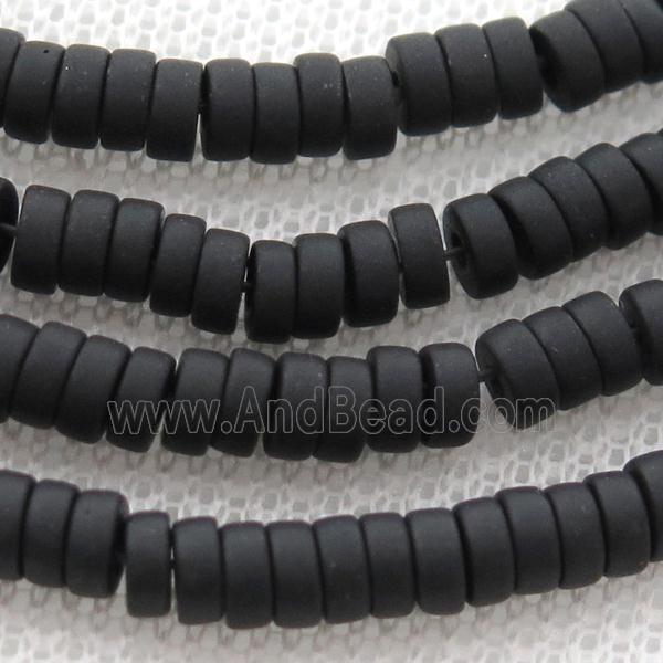 black jasper heishi beads, matte