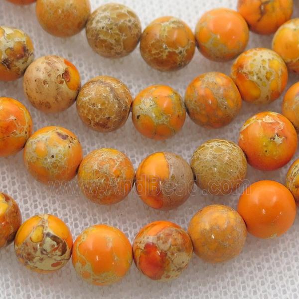 orange Imperial Jasper beads, round