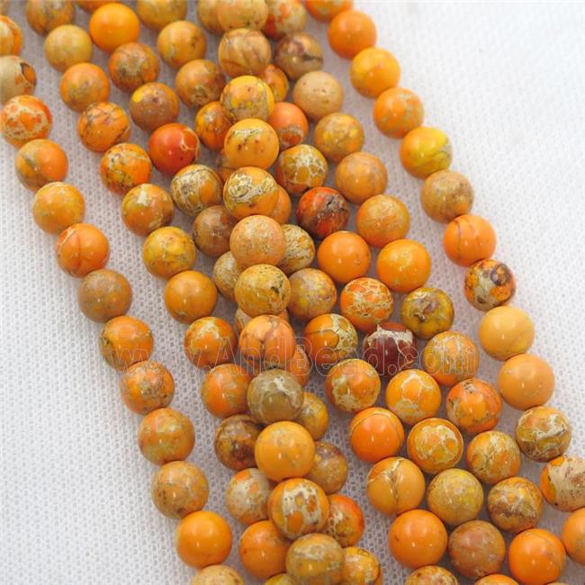 orange Imperial Jasper beads, round