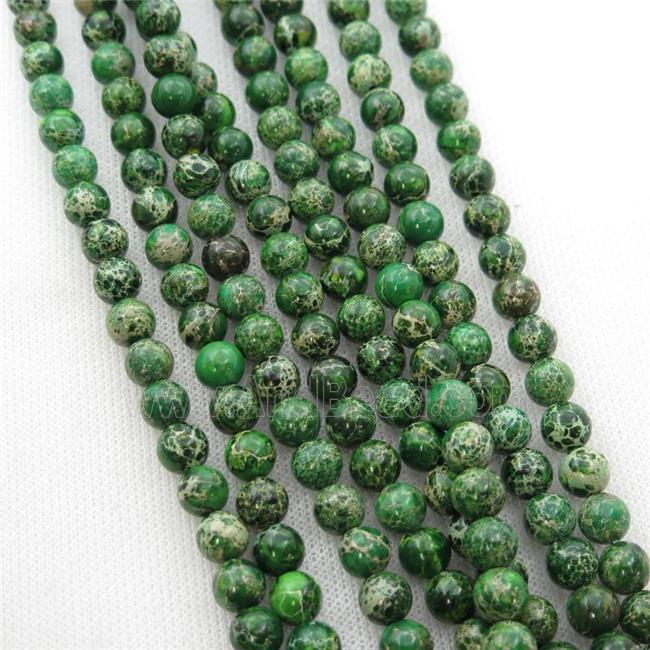 green Imperial Jasper beads, round