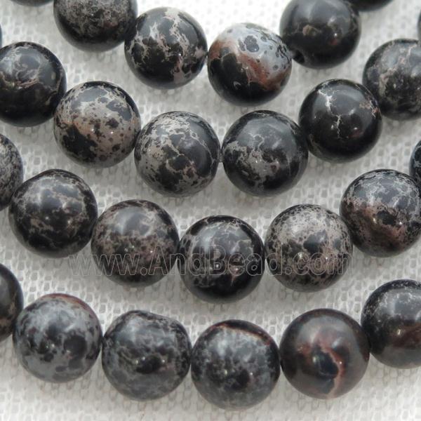 black Imperial Jasper beads, round