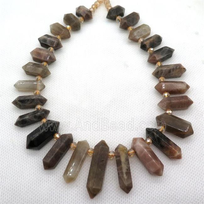 black SunStone bullet beads, topdrilled