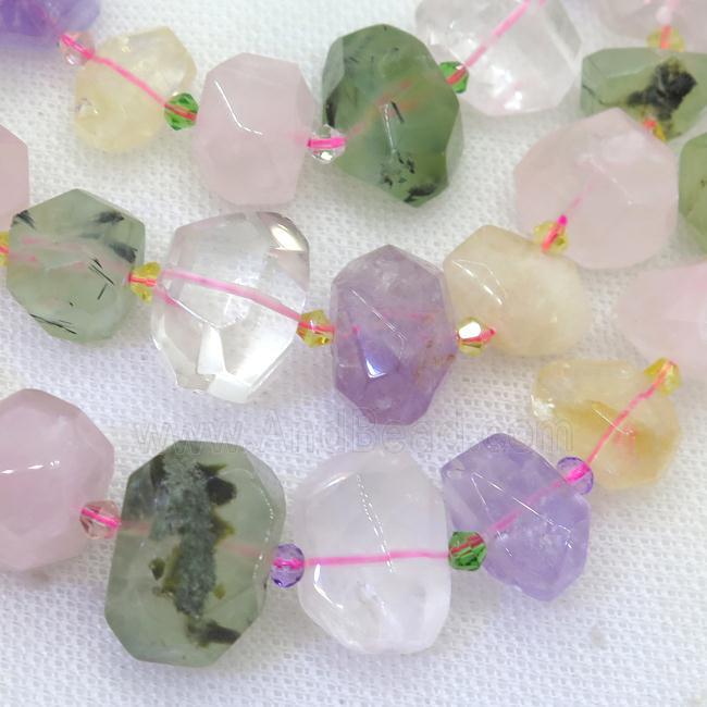 mix Gemstone nugget beads, faceted freeform