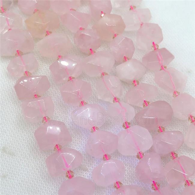 Rose Quartz nugget beads, faceted freeform