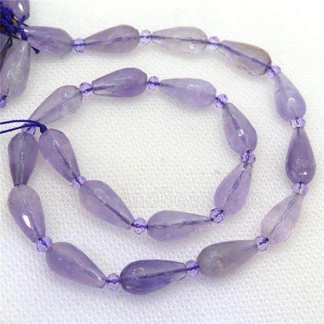 lt.purple Amethyst beads, faceted teardrop