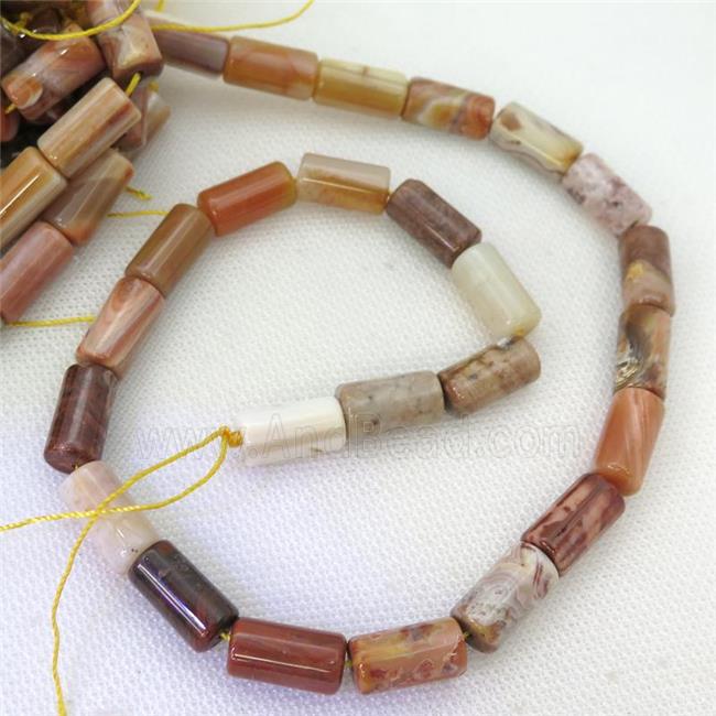 red Crazy Agate tube beads