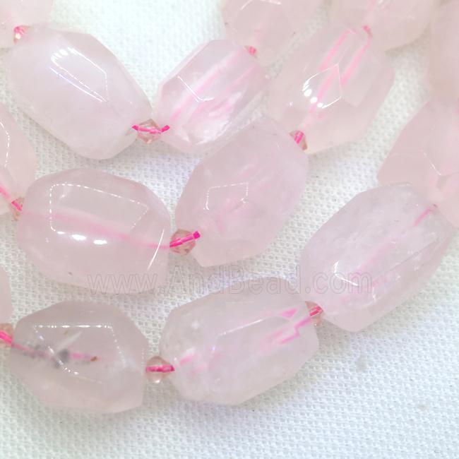 Rose Quartz nugget beads, faceted freeform