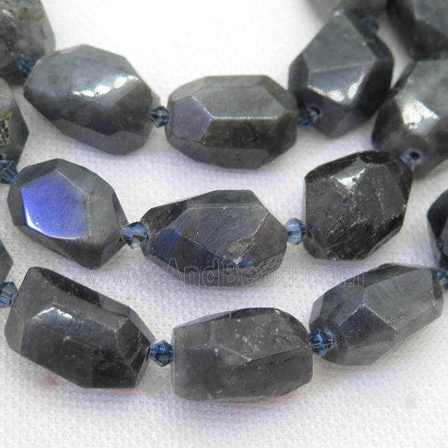 Labradorite nugget beads, faceted freeform