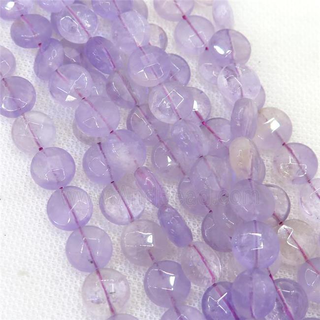 Amethyst beads, faceted circle