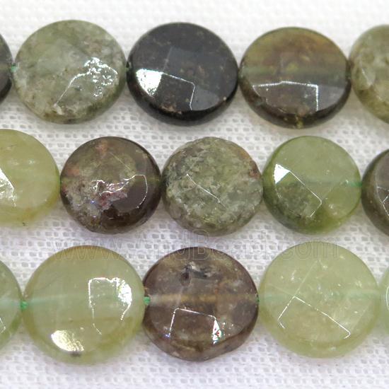 green Garnet beads, faceted circle